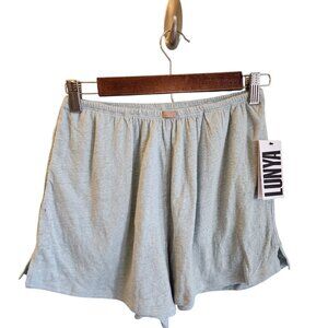 Lunya Shorts Green Small Women's Linen Knit Side Slit Short Sleep Lounge NEW